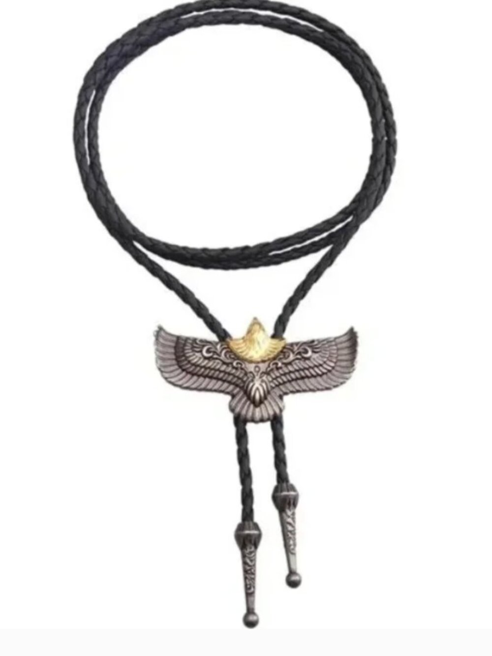 Cowhide Bolo Western Tie for Men and Women Eagle Bolo Tie - Picture 3 of 4